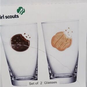 Girl Scout Cookie Drinking Glasses Set of 2 New in box